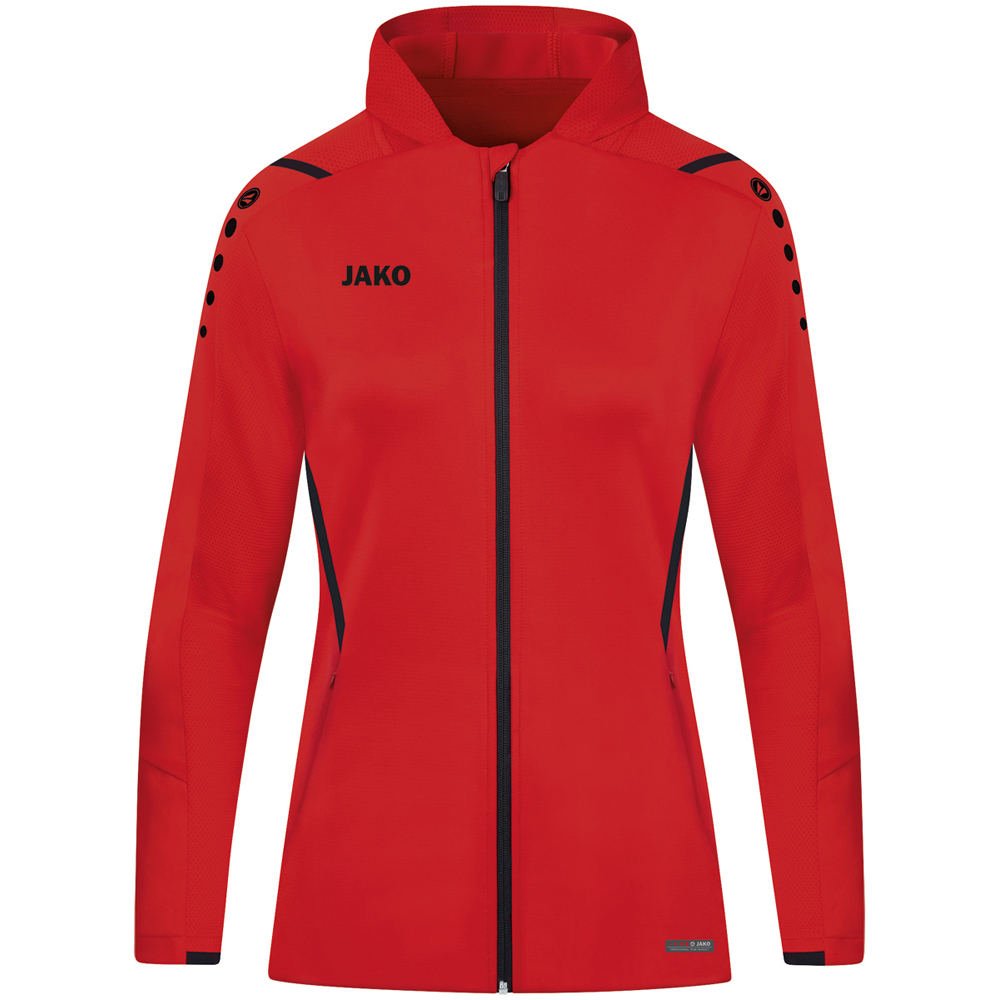 Jako Damen Trainingsjacke mit Kapuze Challenge rot-schwarz