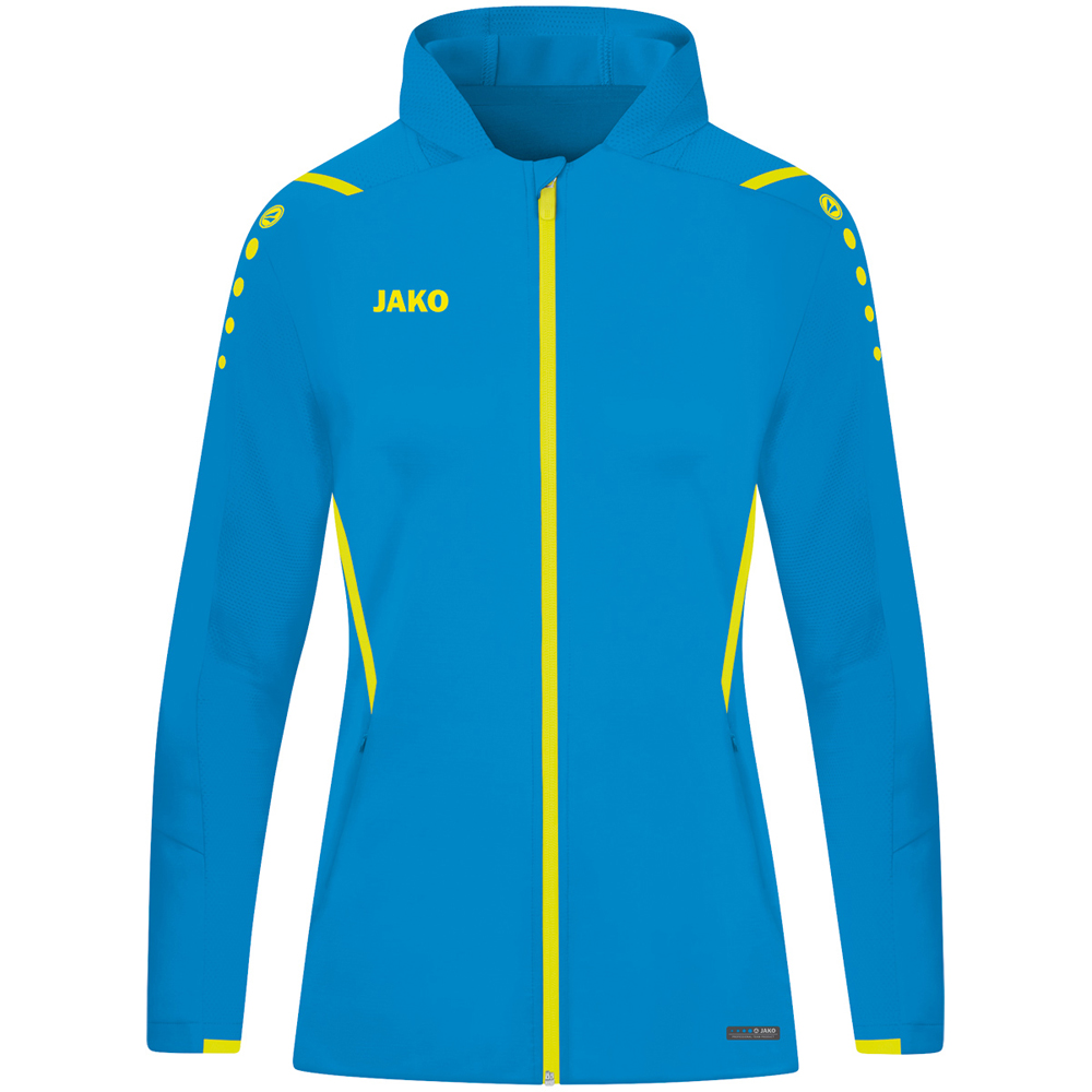 Jako Damen Trainingsjacke mit Kapuze Challenge blau-gelb