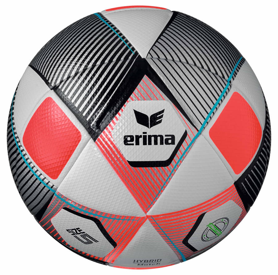 Erima Ballpaket 10x HYBRID Match silber fiery-coral inkl. Ballsack | Größe 5