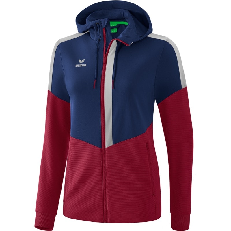 Erima Damen Trainingsjacke mit Kapuze Squad blau-rot-grau