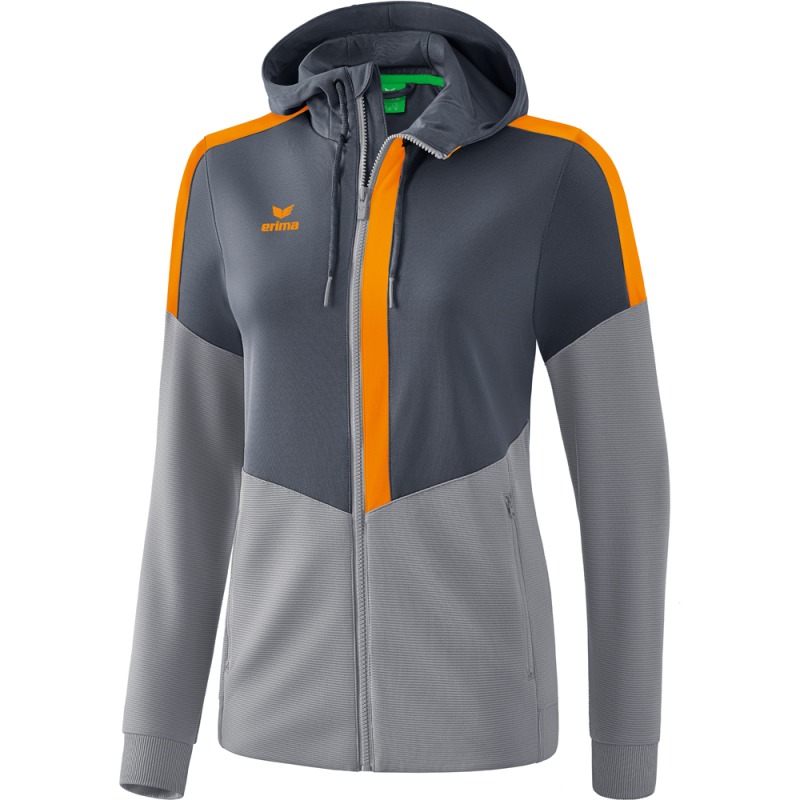 Erima Damen Trainingsjacke mit Kapuze Squad grau-orange