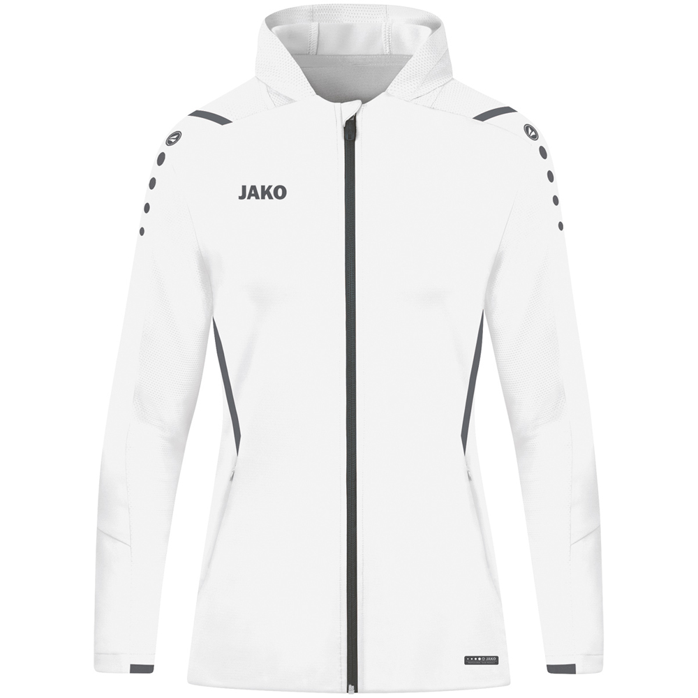 Jako Damen Trainingsjacke mit Kapuze Challenge weiß-grau