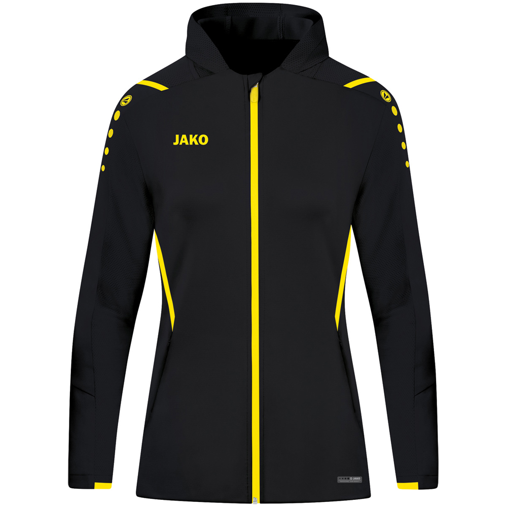 Jako Damen Trainingsjacke mit Kapuze Challenge schwarz-gelb