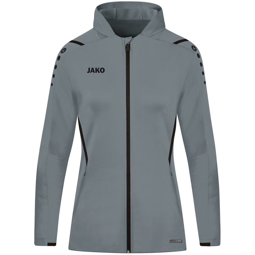 Jako Damen Trainingsjacke mit Kapuze Challenge grau-schwarz