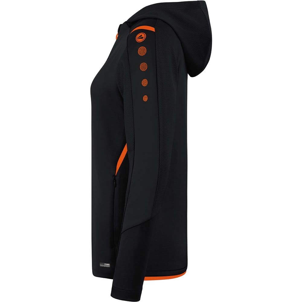 Jako Damen Trainingsjacke m. Kapuze Challenge schwarz-orange